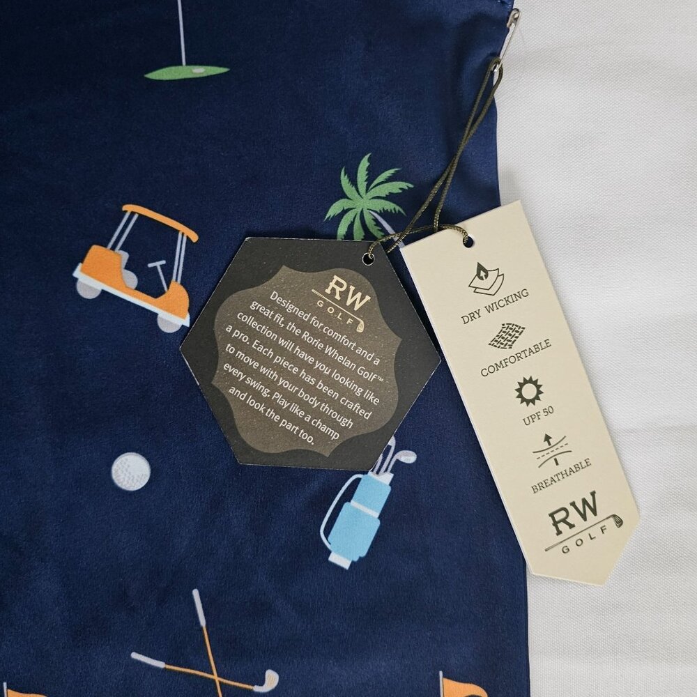 Rorie Whelan Men's Navy Blue Three Button Placket Polo Golf Shirt Size Large NWT - Picture 7 of 9